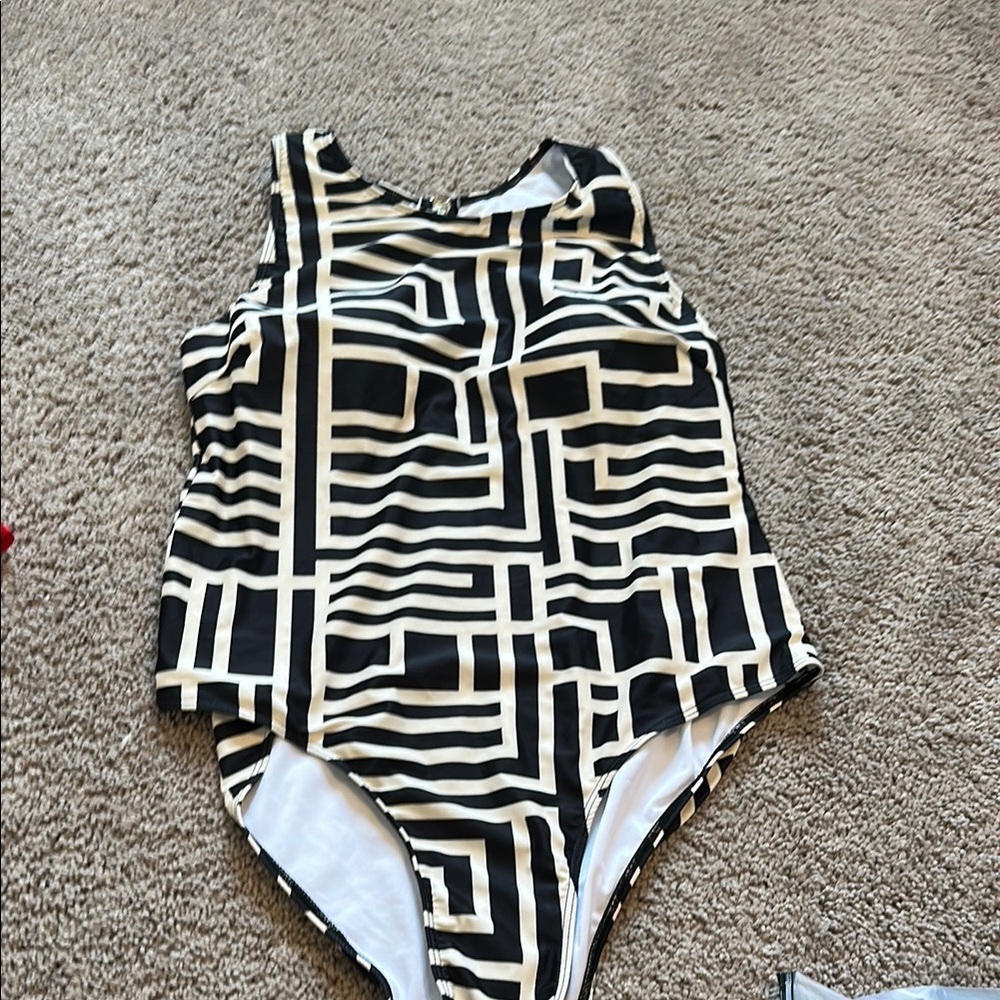 Black and White Geometric One Piece Swimsuit